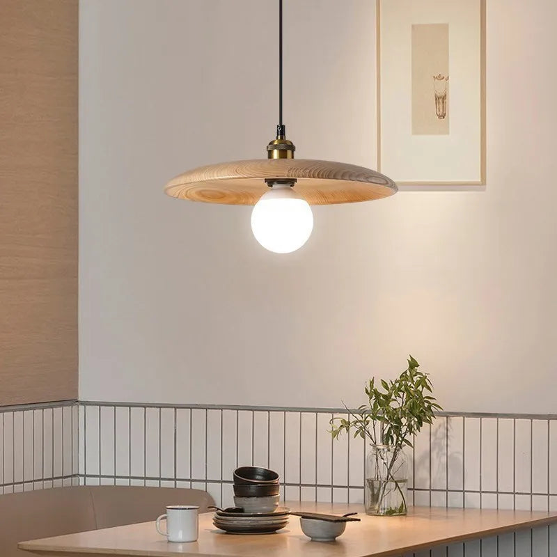 Oriva | Lámpara colgante en forma de disco de madera