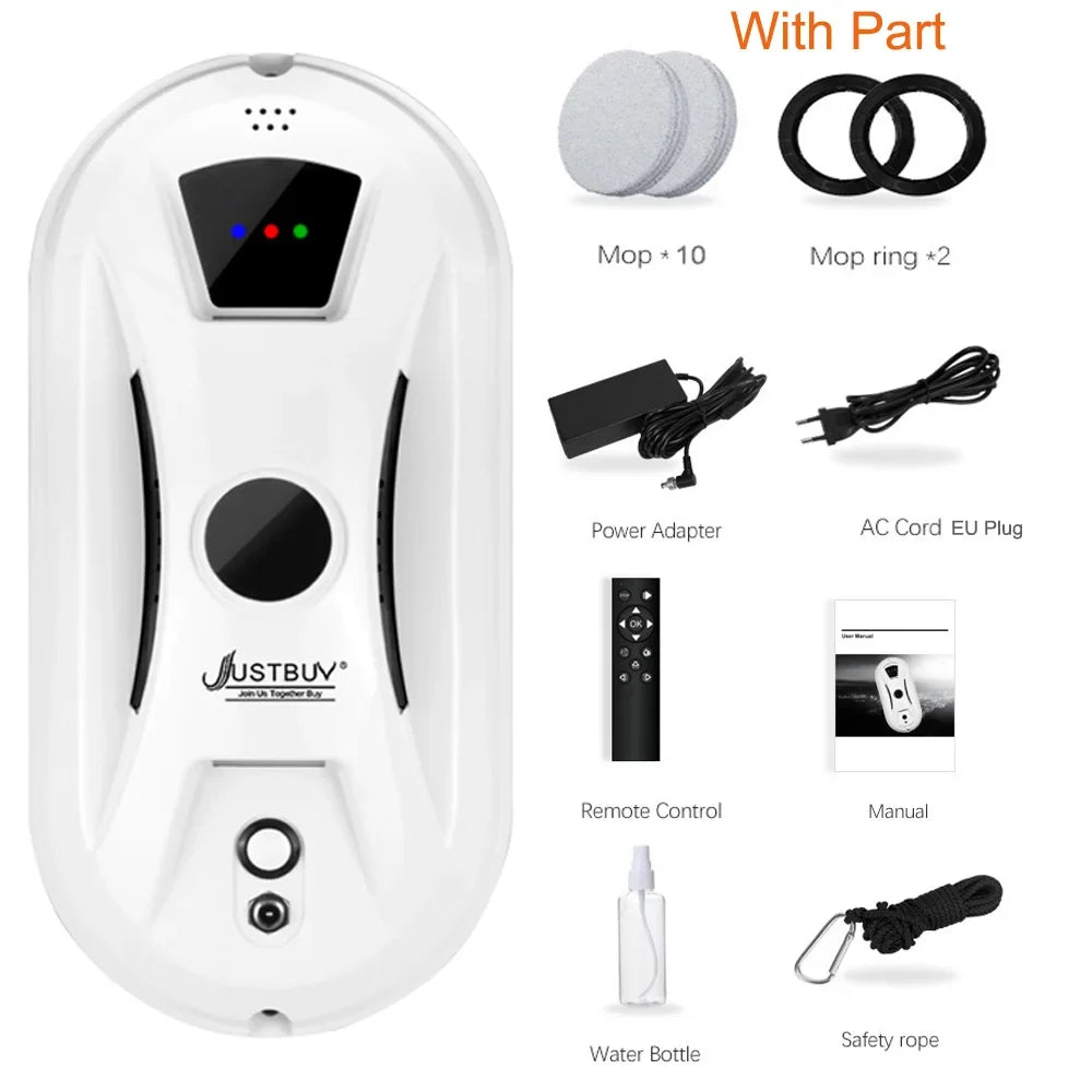 Robot de limpieza de ventanas Glasheld | 5600Pa de potencia de succión | Seguro y eficiente | Con control remoto y cable de seguridad