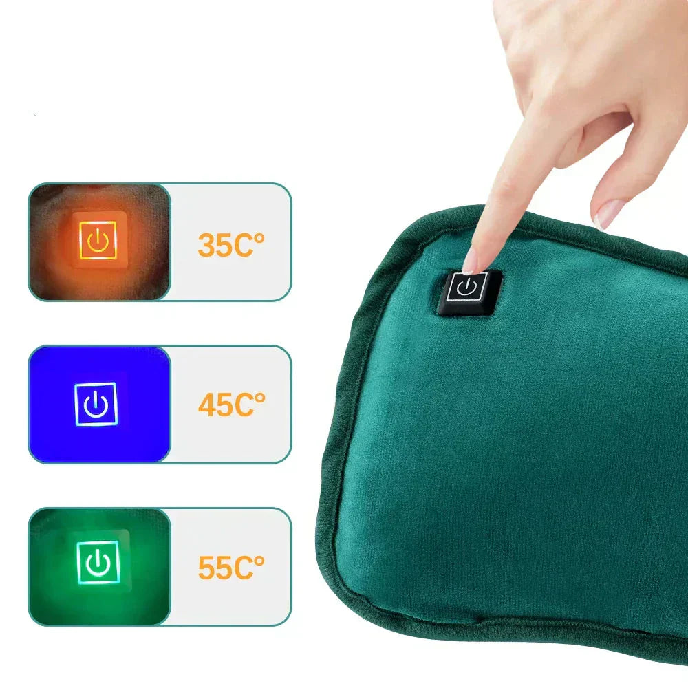 Almohadilla térmica portátil de grafeno | Recargable por USB | 3 niveles de temperatura | Calentador ergonómico para manos y abdomen | Incluye apagado automático inteligente