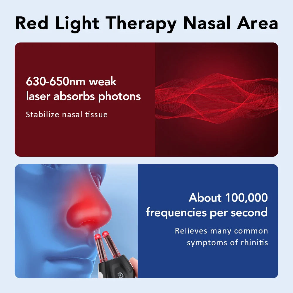 Dispositivo de Terapia Nasal con Luz Roja RhinoThera | Fototerapia contra la Rinitis | Carga Magnética y Desinfección UV | Portátil e Impermeable