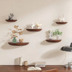 Estante Flotante de Madera en Forma de Media Luna - Exhibición Moderna Montada en la Pared para el Hogar y el Baño