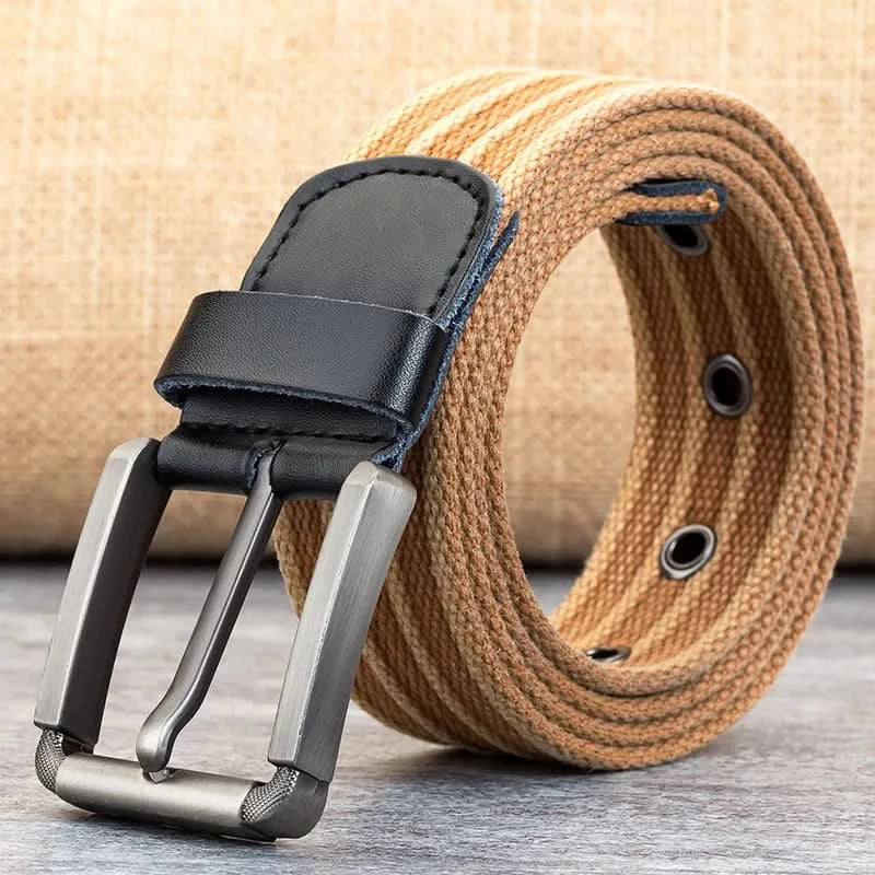Lisslune | Cinturón de Lona para Hombre – Banda Ajustable Casual a Rayas