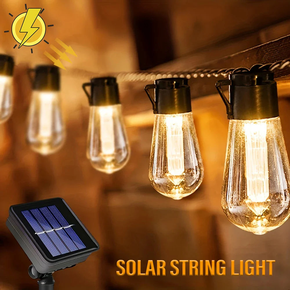Cadena de luces LED Solar SolaLuma | Impermeable IP44 | Para jardín, terraza y camping | Iluminación automática