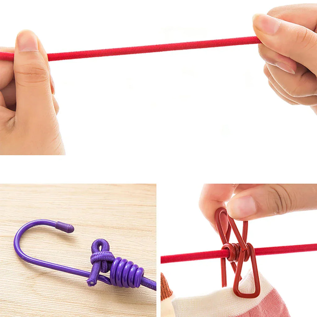Cuerda de Viaje Elástica Multi-Clip a Prueba de Viento y Antideslizante