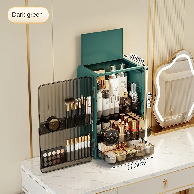 Caja de Almacenamiento Cosmético a Prueba de Polvo con Puerta Magnética para Maquillaje y Cuidado de la Piel