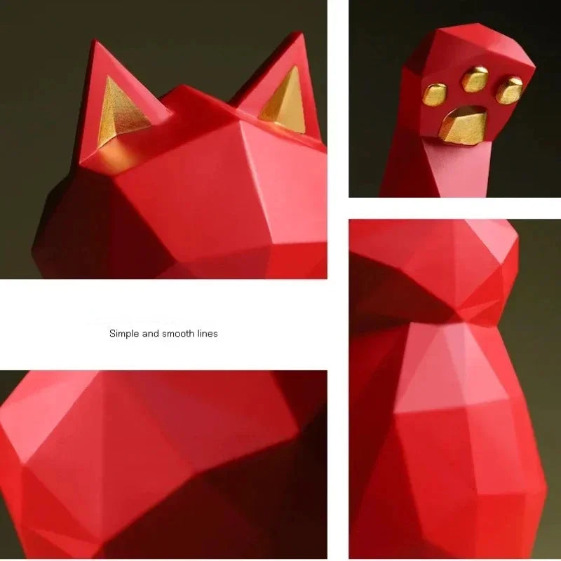 Lisslune | Estatuas de Gato de la Suerte en Geometría Minimalista Nórdica