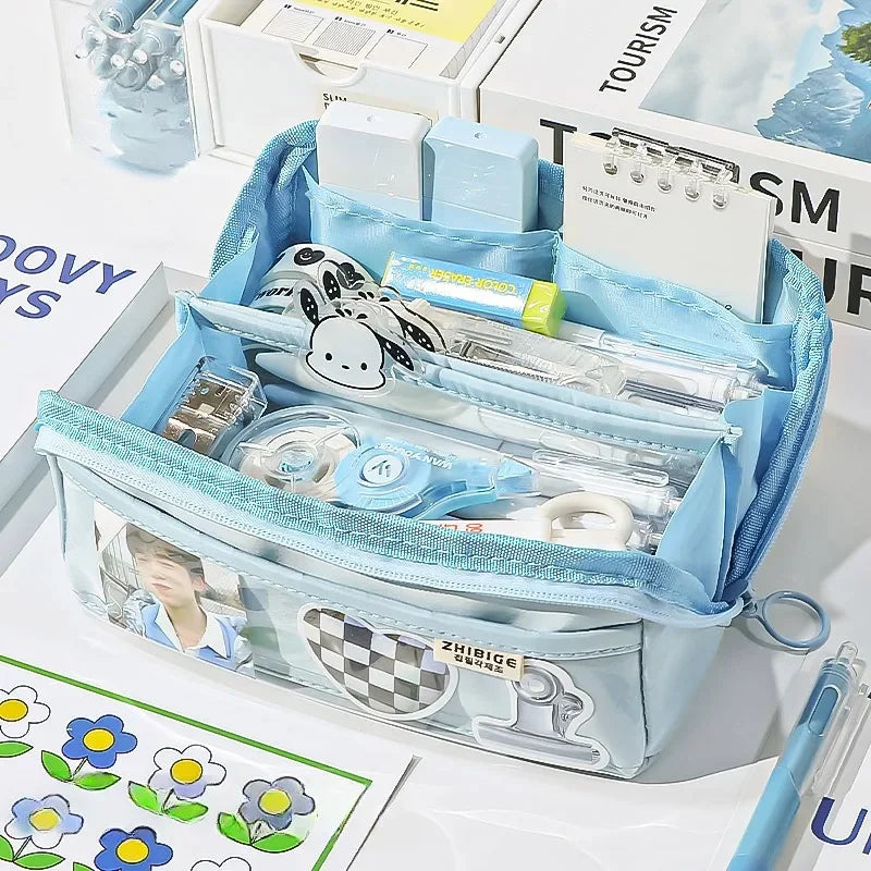 Estuche de lápices KIDZORA CrystalBag | Transparente y versátil | Diseño de 10 compartimentos | Gran capacidad para la escuela y el ocio