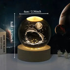 Mariluna Bola de Cristal Delfín | Grabado en 3D con Láser & Base LED | Motivo Lunar y Marino