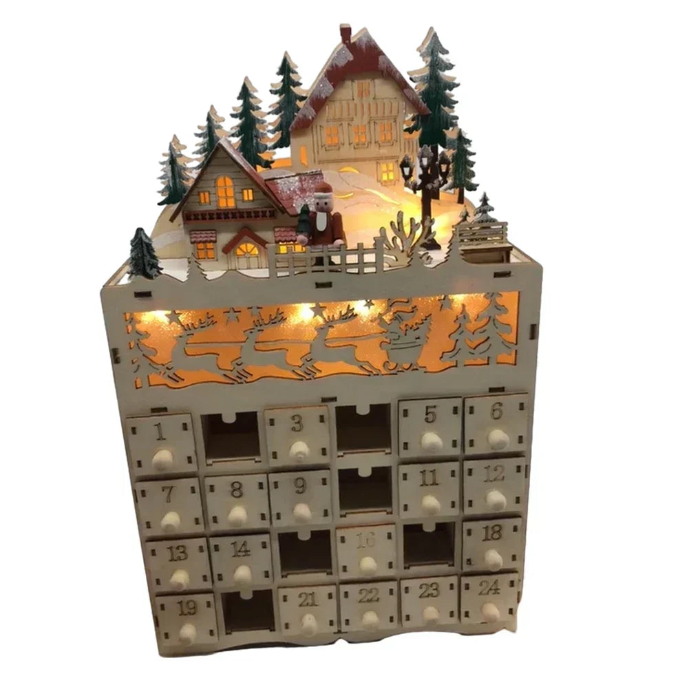 Nordlicht – Calendario de Adviento de madera Villaje de renos – 24 cajones