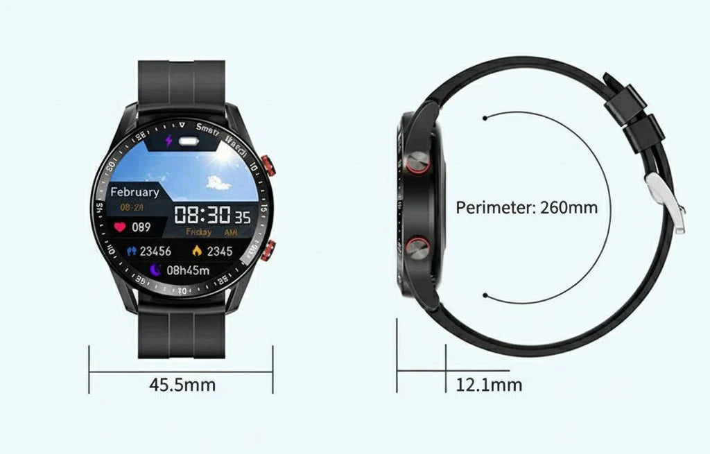 CARDIOTRON – Montre intelligente premium pour hommes avec ECG+PPG et fonction d’appel