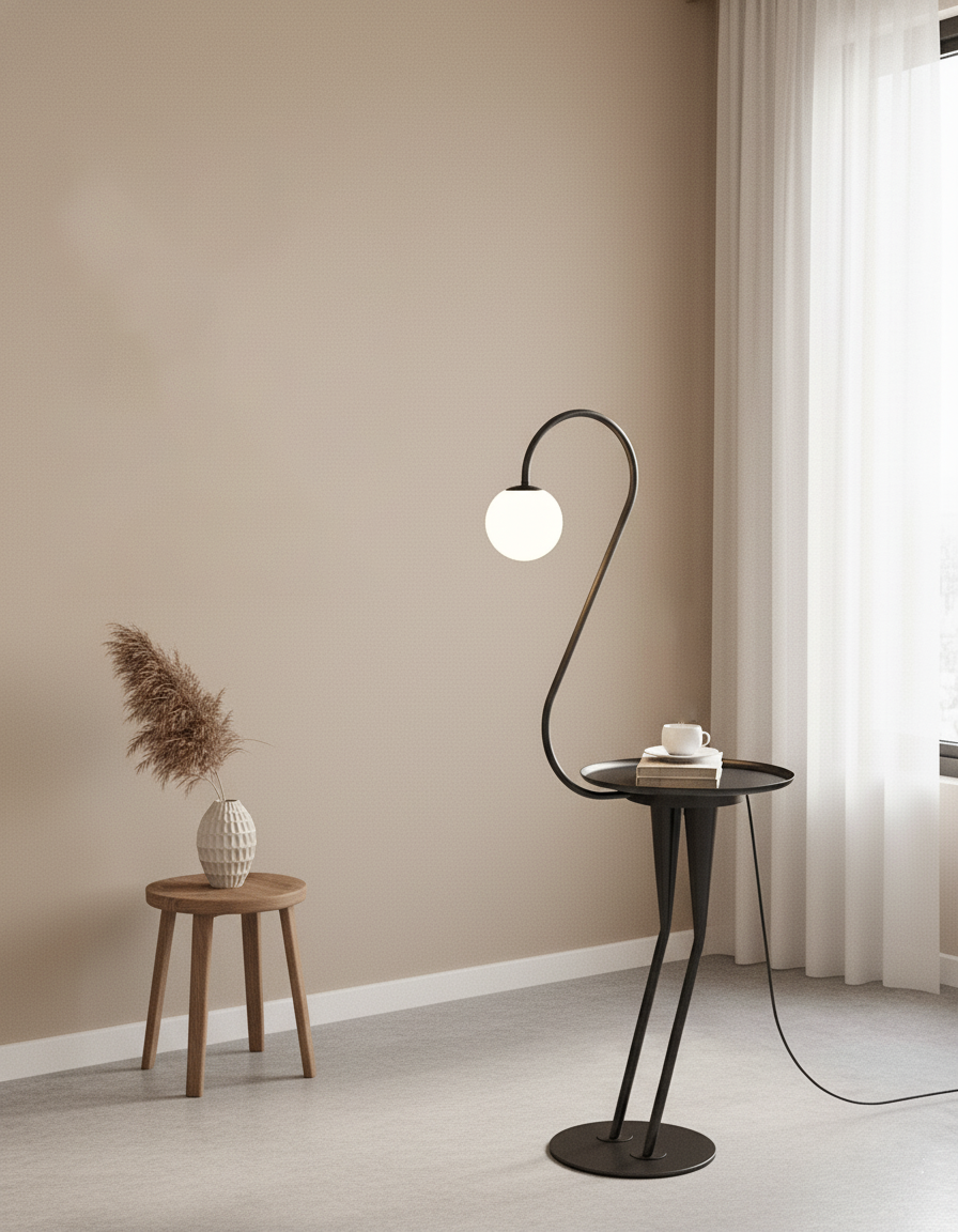Lámpara de Pie Sento Moderna con Esfera de Acrílico Opal para Sala de Estar