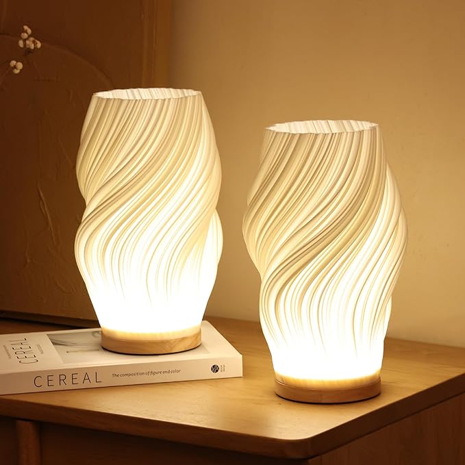 Serene Wavecrest | Lámpara de mesa de diseño en forma ondulada