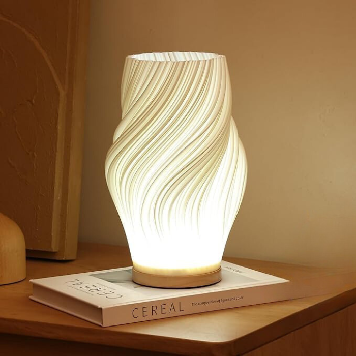 Serene Wavecrest | Lámpara de mesa de diseño en forma ondulada