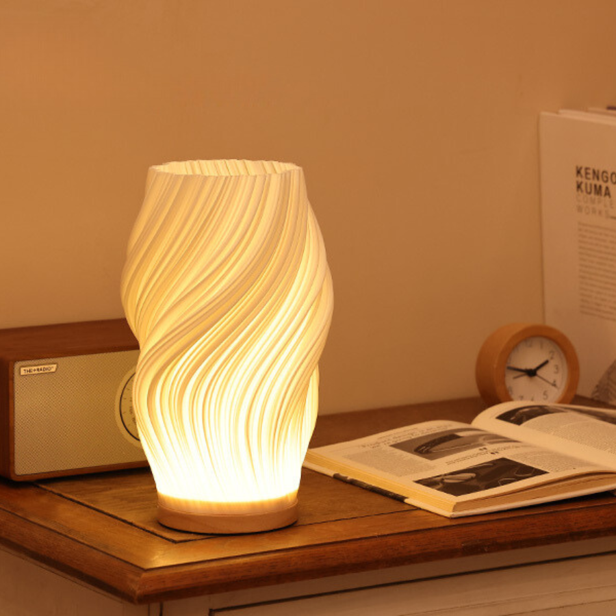 Serene Wavecrest | Lámpara de mesa de diseño en forma ondulada