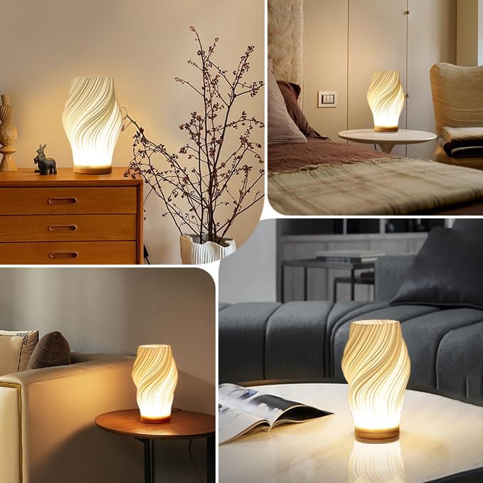 Serene Wavecrest | Lámpara de mesa de diseño en forma ondulada