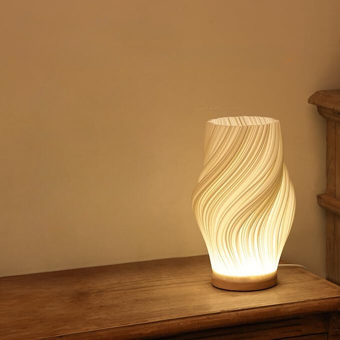 Serene Wavecrest | Lámpara de mesa de diseño en forma ondulada