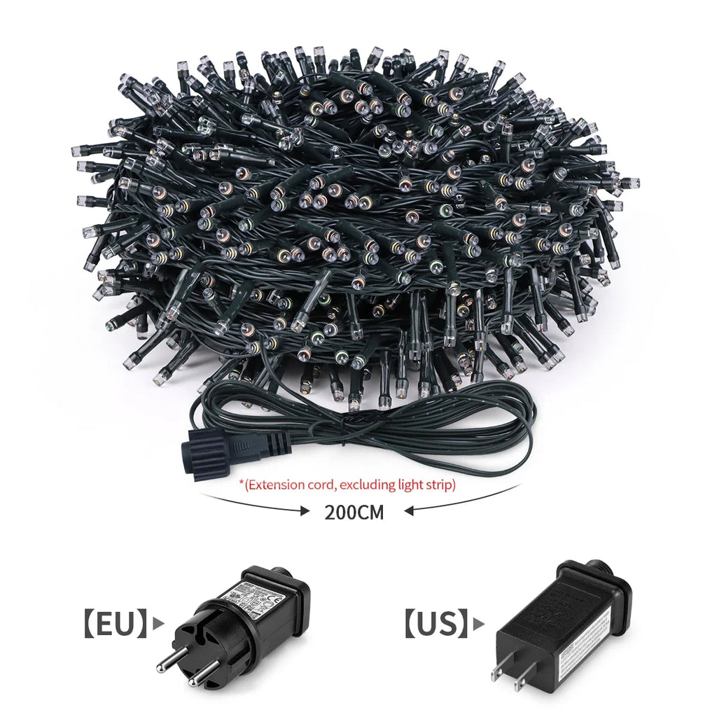 LuminaraX | Cadena de luces LED exterior 24V | 8 modos de iluminación | Impermeable IP65 | 10–100 m | Para jardín, casa y decoración navideña