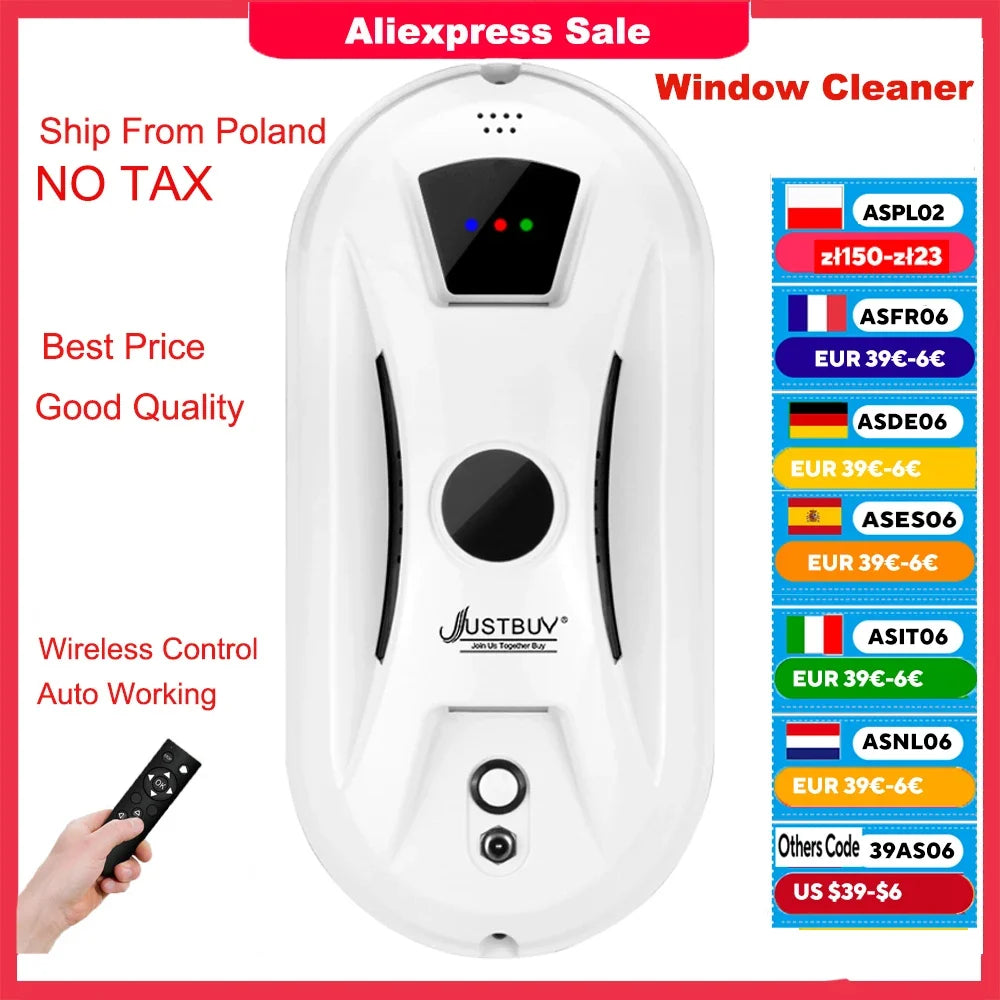 Robot de limpieza de ventanas Glasheld | 5600Pa de potencia de succión | Seguro y eficiente | Con control remoto y cable de seguridad