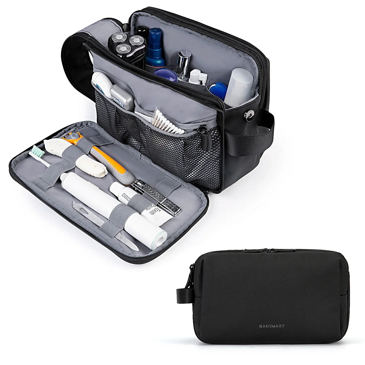 Neceser impermeable con múltiples compartimentos y cremalleras – Práctico para viajar