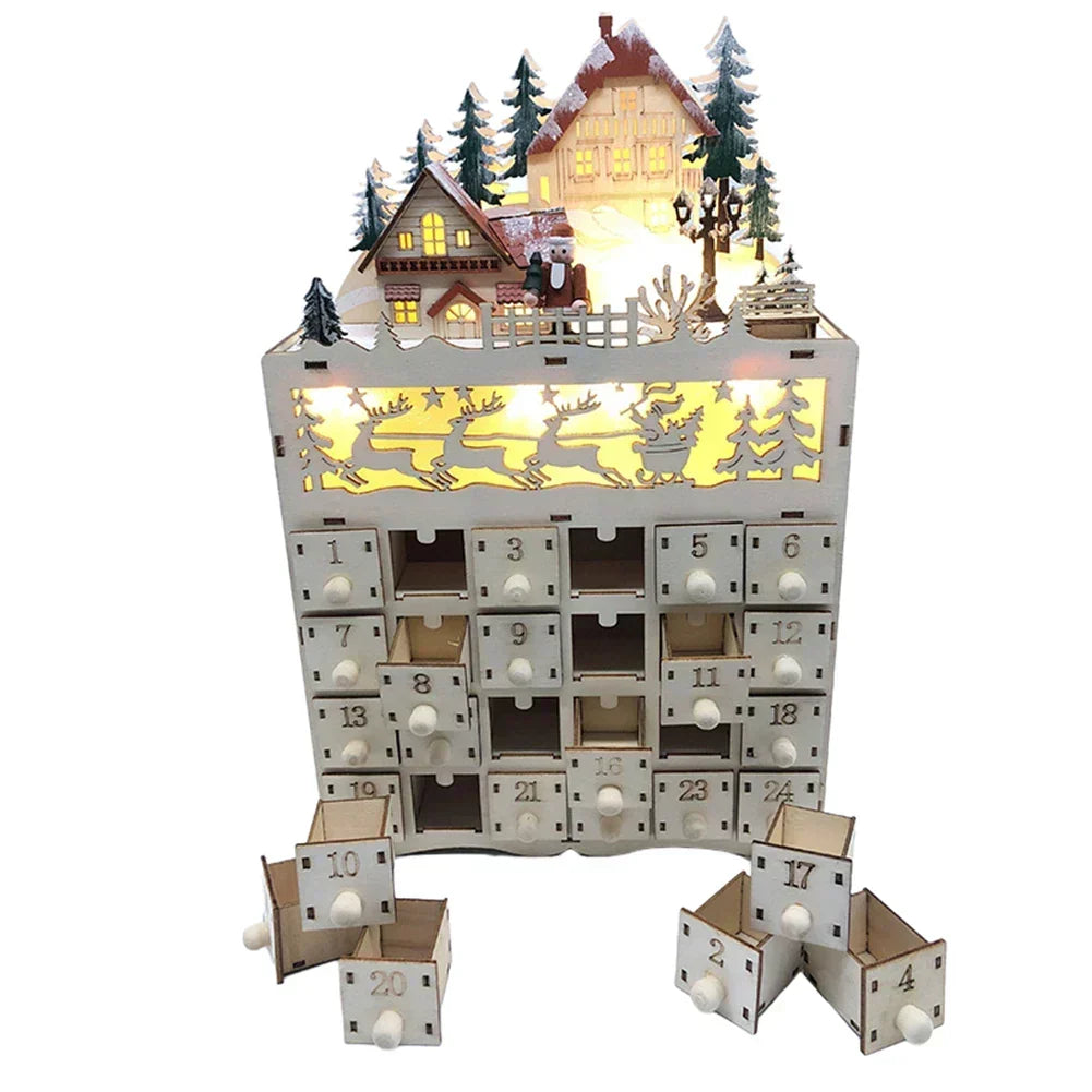 Nordlicht – Calendario de Adviento de madera Villaje de renos – 24 cajones