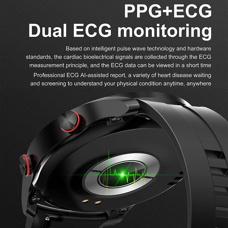 CARDIOTRON – Montre intelligente premium pour hommes avec ECG+PPG et fonction d’appel
