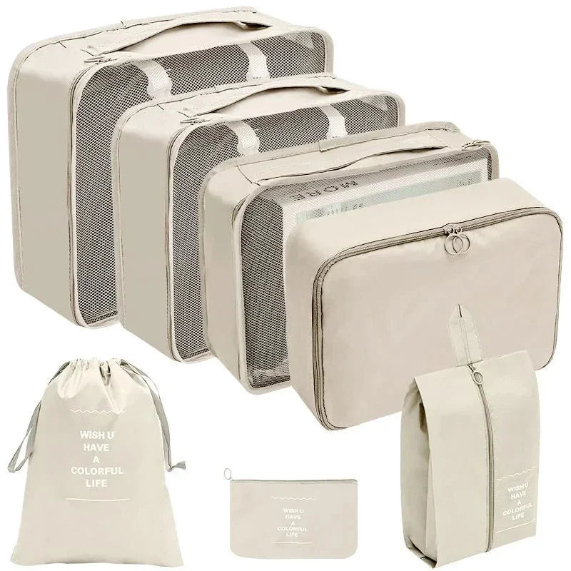 PackWunder Set de Organizadores de Viaje 7/8/9/10 piezas | Organizadores de Maleta Plegables | Para Ropa, Zapatos y Accesorios