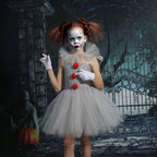 Charlotte – Vestido Tutu Inspirado en Payasos con Pompones Rojos y Falda de Tul para Halloween o Fiestas de Disfraces