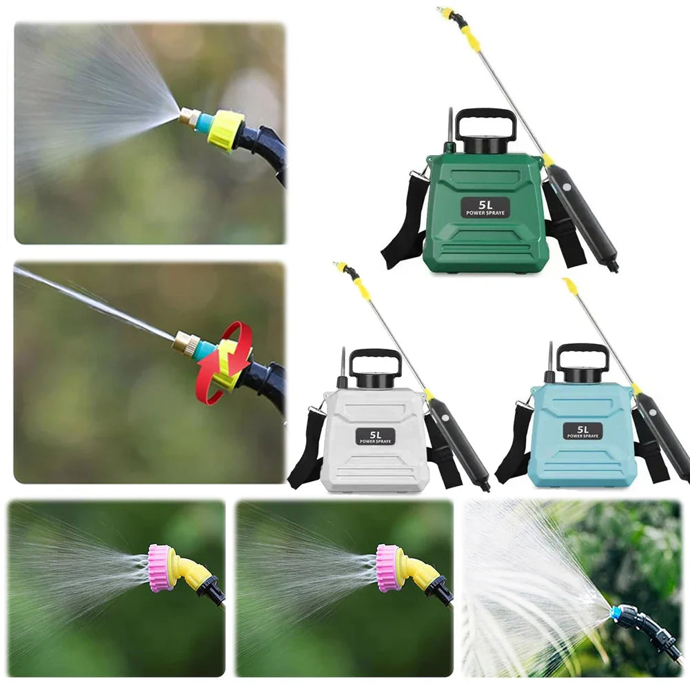 SPRAYMATE Pro Pulverizador a Batería | Botella de Spray de 5 L para Hombro | Carga USB & Boquilla Ajustable | Para Jardín, Limpieza & Control de Malezas