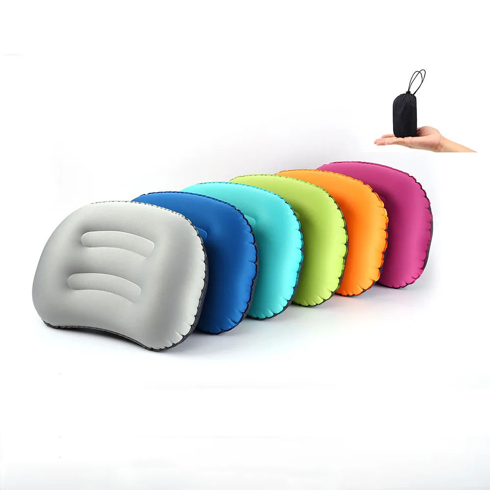 AirNest Almohada Inflable para Exterior | Compresible y Plegable | Soporte para el Cuello para Camping, Senderismo y Viajes