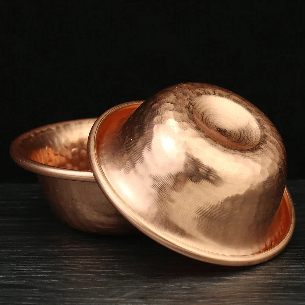 Kalsten | Cuenco de preparación de agua de cobre puro nepalí hecho a mano con patrón de martillo, cuenco de agua sagrada para accesorios de Buda y budismo