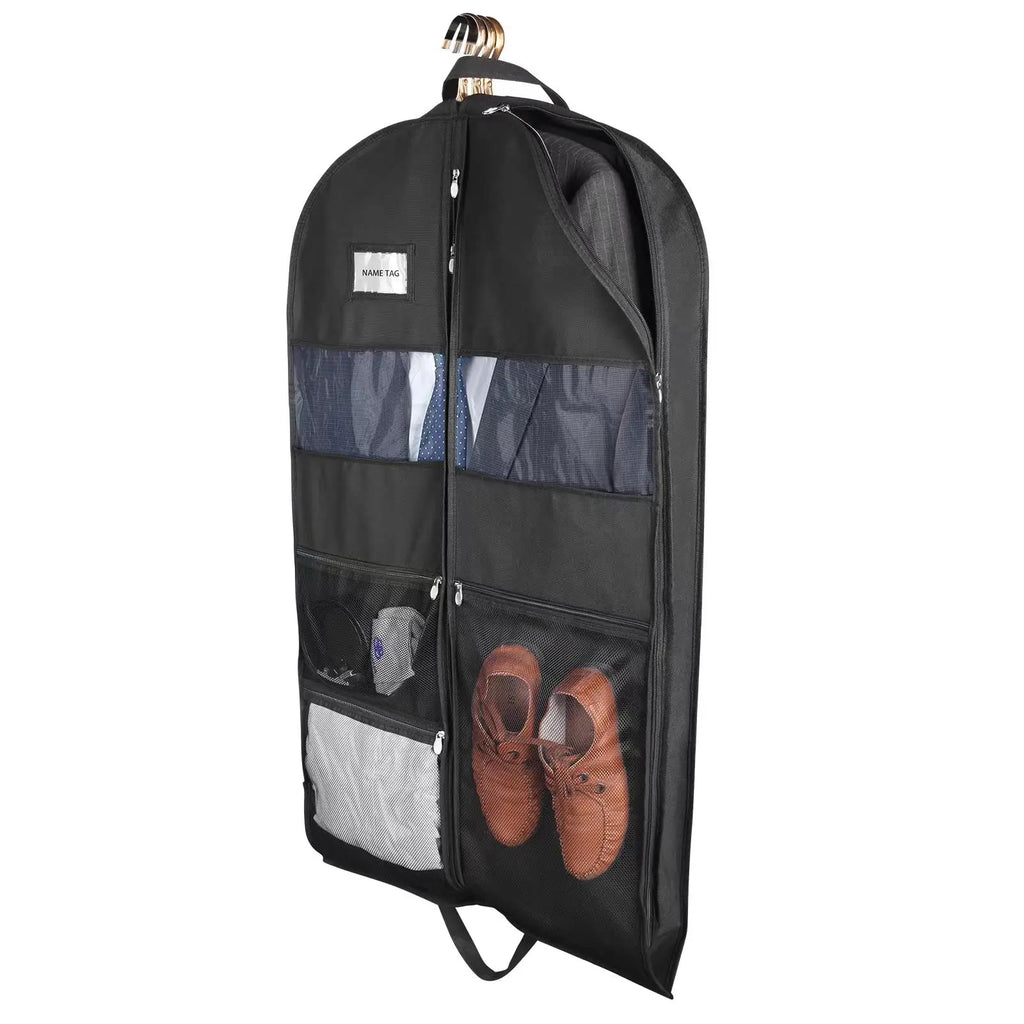 ReiseKleider Funda para Ropa de Viaje | Cremallera Doble Lado & Bolsillos XXL | Transpirable & Transparente | Organizador de Trajes Colgante de 43 Pulgadas