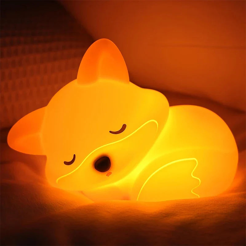 Luz nocturna Fuchs de silicona | Recargable, regulable y con temporizador | Dulce idea de regalo para niños y adultos