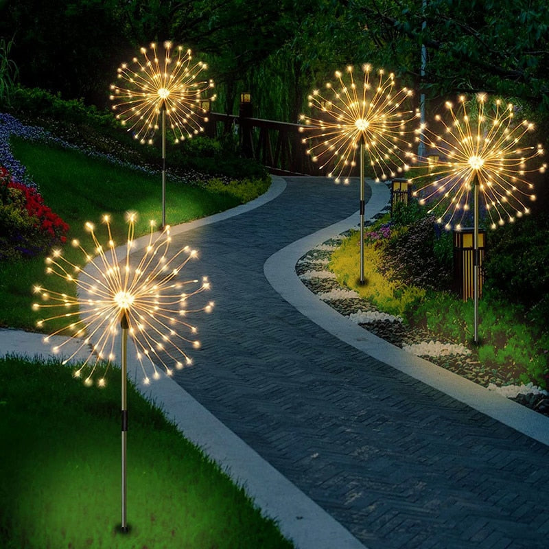 Lámpara de Fuegos Artificiales de Jardín Solar Impermeable