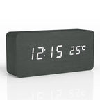 Despertador digital de madera con pantalla LED