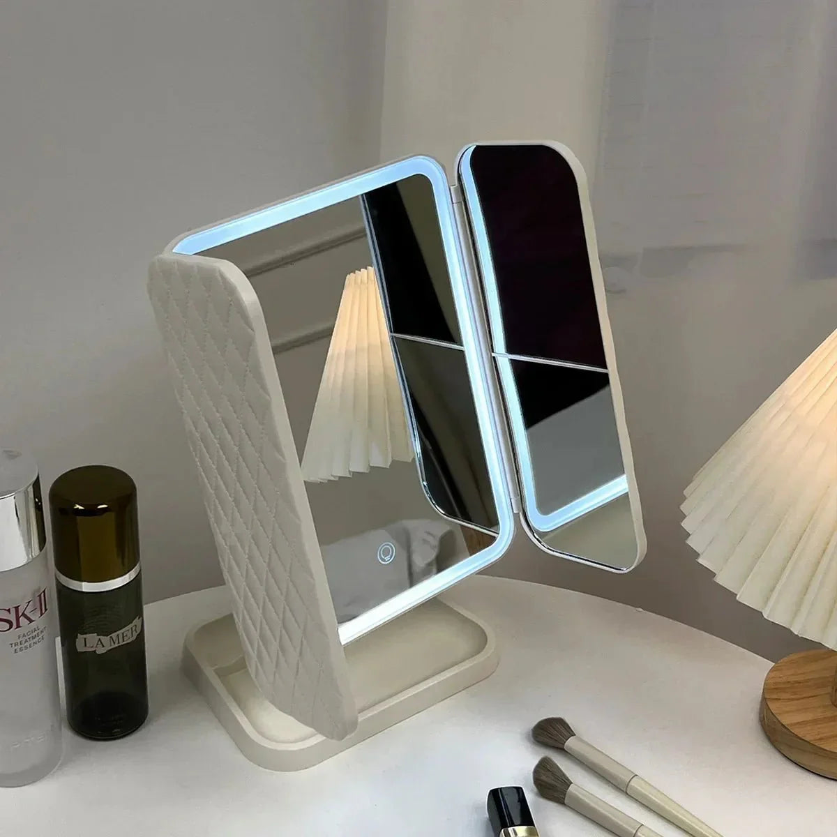 GLAMLITE MIRROR – Espejo de tres partes con iluminación LED en 3 colores para el maquillaje perfecto