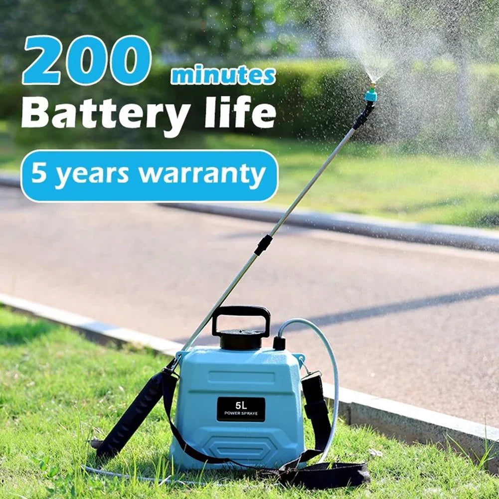 SPRAYMATE Pro Pulverizador a Batería | Botella de Spray de 5 L para Hombro | Carga USB & Boquilla Ajustable | Para Jardín, Limpieza & Control de Malezas