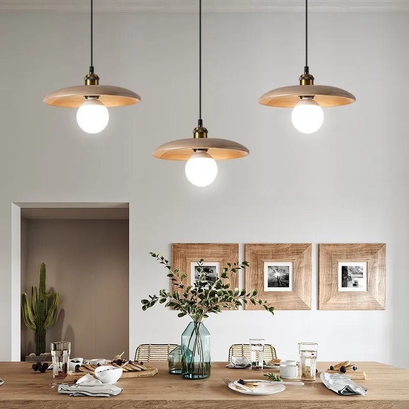 Oriva | Lámpara colgante en forma de disco de madera