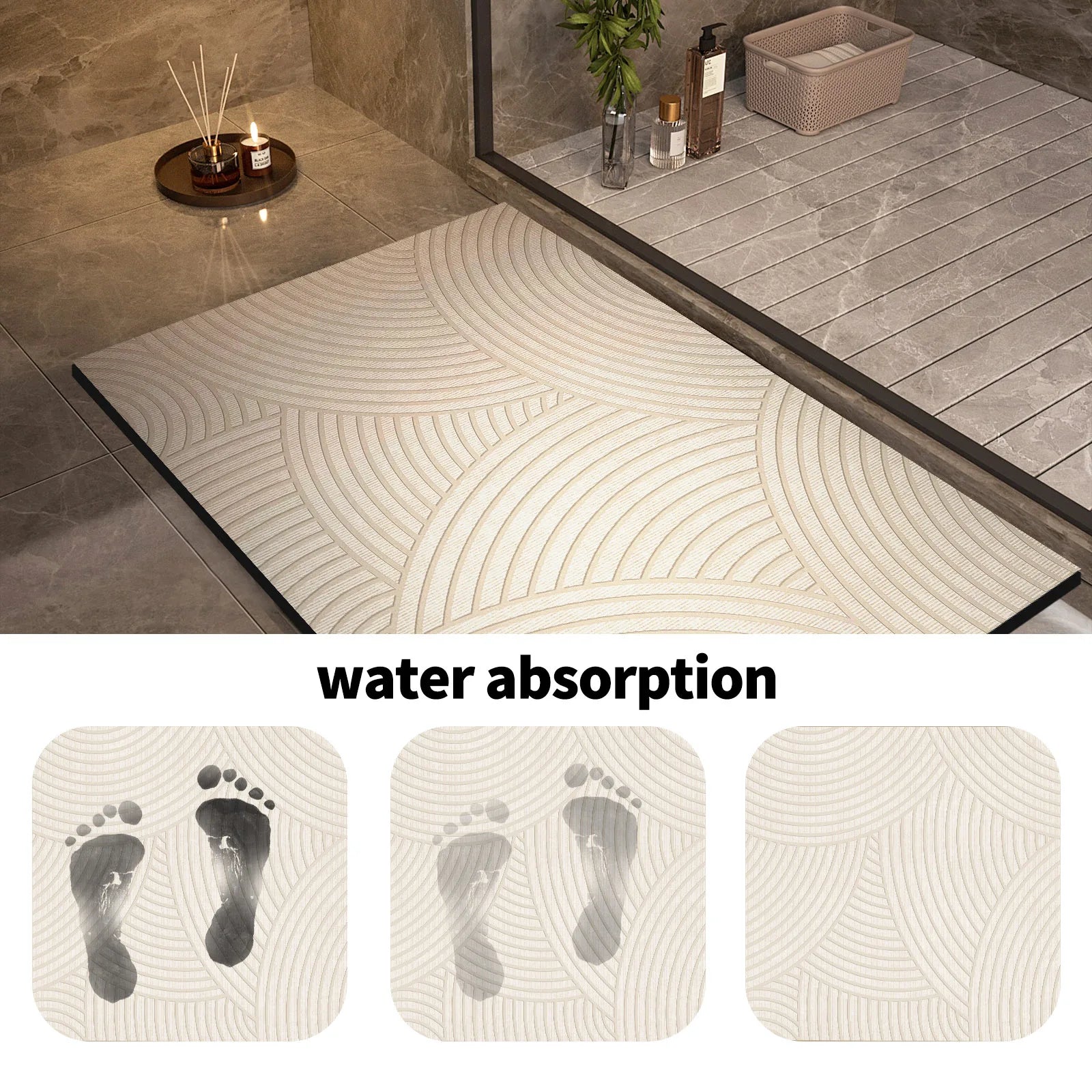 Kalsten | Alfombra de baño superabsorbente antideslizante, rápida de secar