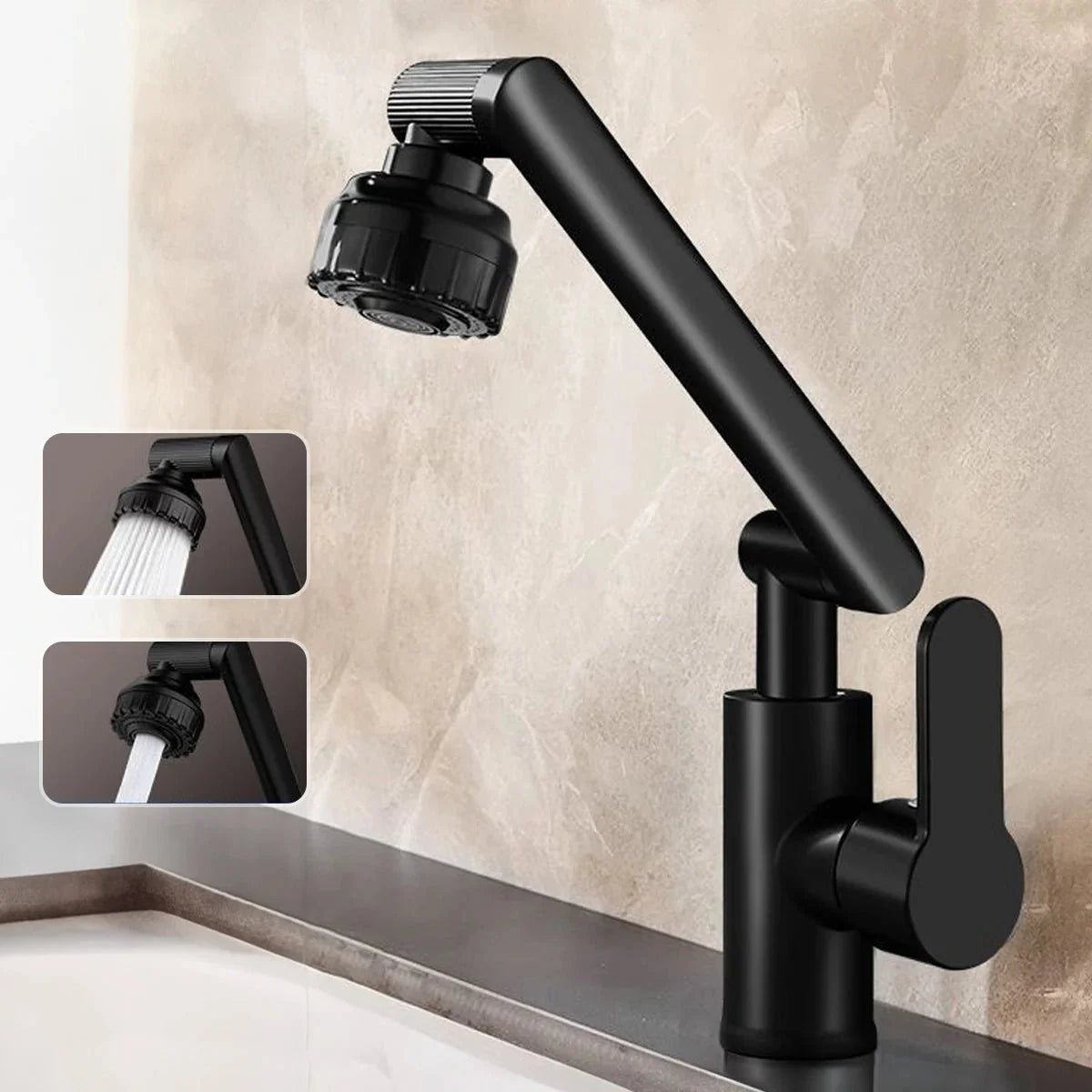 MECHAFLOW 360 – Grifo de cocina con brazo robótico de 360° con chorro burbujeante y de ducha