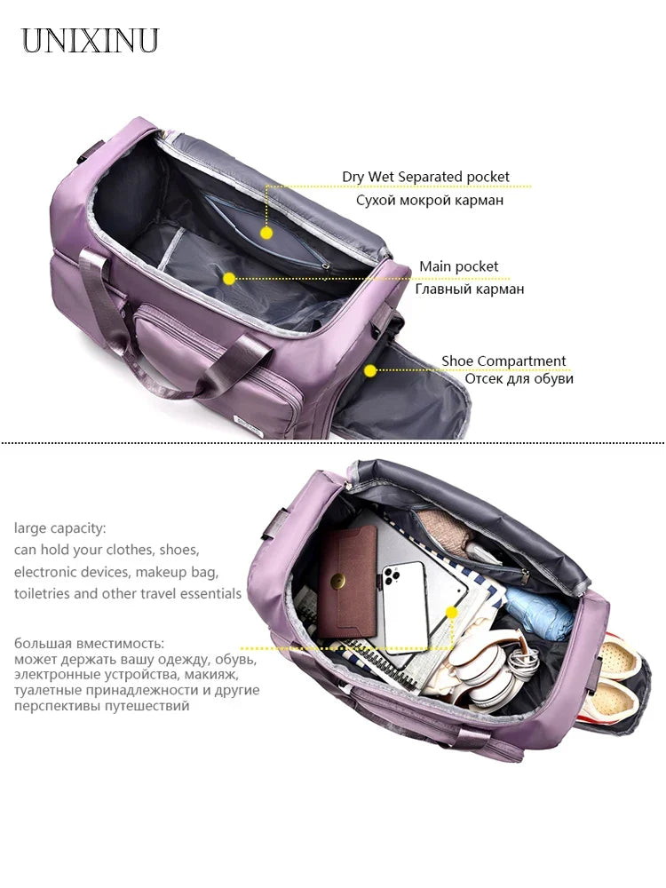 Bolsa de Viaje Veyora WeekAir | Capacidad de 35 L | Con Compartimento para Zapatos y Separación Húmedo/Seco | Para Viajes en Avión, Deportes y Escapadas de Fin de Semana