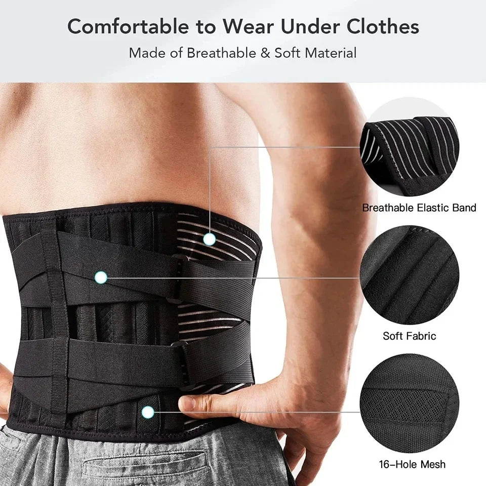 Cinturón de Soporte Lumbar OrthoFlexa | Soporte Lumbar de 360° con Aluminio Memoria y Resortes de Acero | Transpirable e Invisible Bajo la Ropa