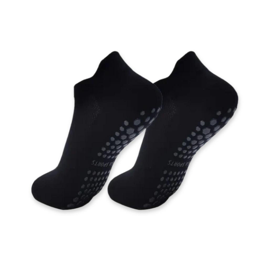 Calcetines Antideslizantes para Yoga y Pilates, Material Elástico Negro, Cómodos y Transpirables