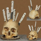 GothicCulinary - Soporte para cuchillos con cabeza de muerto llamativo para un almacenamiento elegante