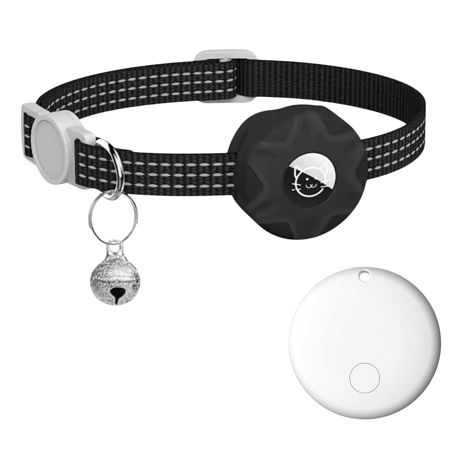 Localizador inteligente para mascotas con collar reflectante para perros y gatos – localizador Bluetooth con función de alarma