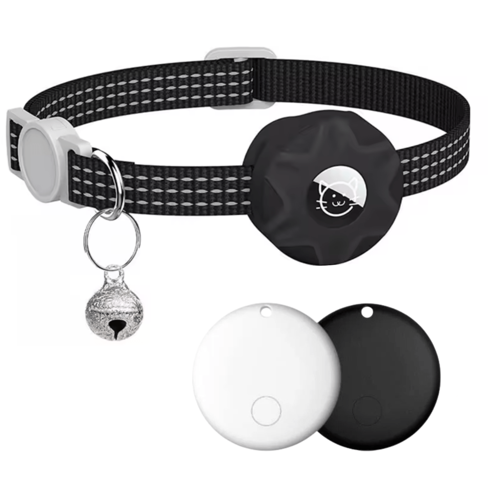 Localizador inteligente para mascotas con collar reflectante para perros y gatos – localizador Bluetooth con función de alarma