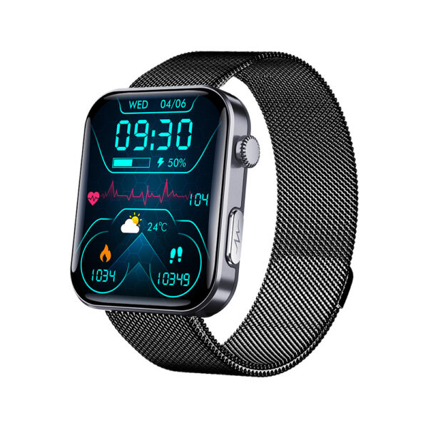 Reloj inteligente con monitoreo de niveles de glucosa en sangre y seguimiento de EKG – monitor de salud de acero