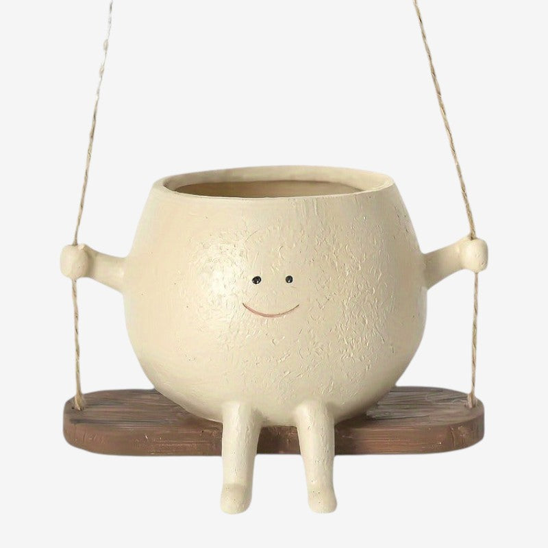 Maceta Portátil con Carita Sonriente para Decoración