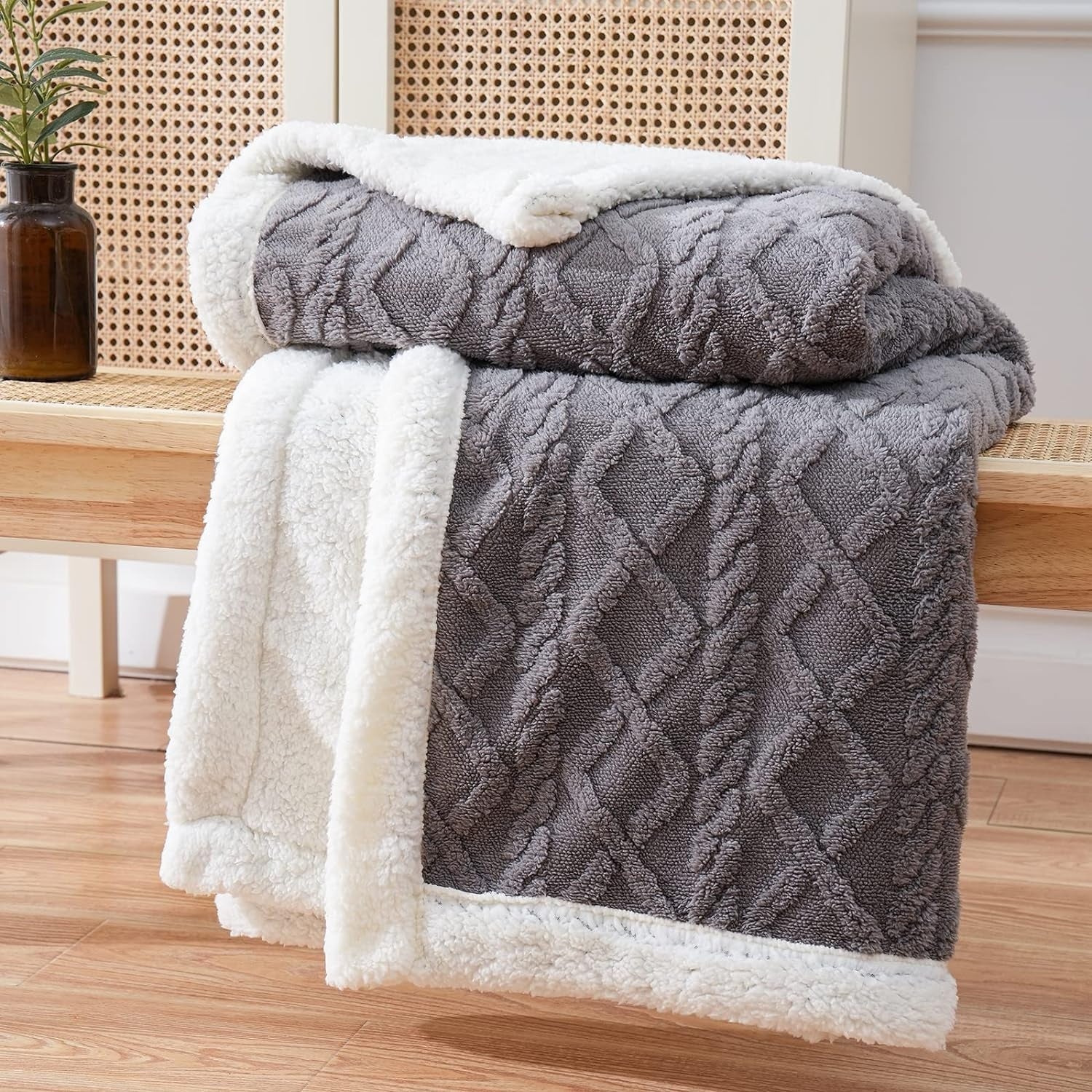 Manta de Lanzar de Forro Sherpa Reversible Snuggle