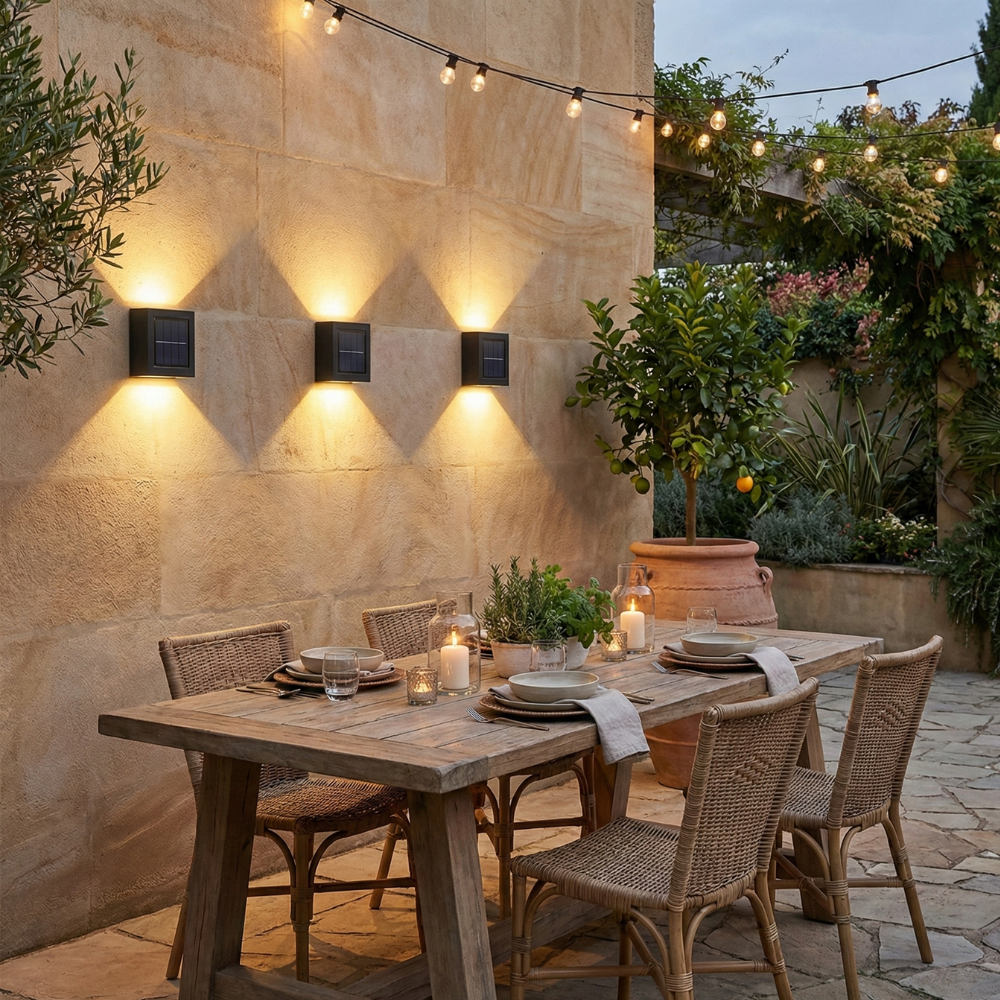 Luz Solar de Pared para Exteriores IP65 a Prueba de Agua | Luz LED Arriba y Abajo para Patio, Jardín y Jardín