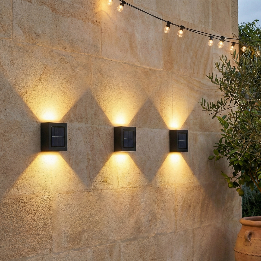 Luz Solar de Pared para Exteriores IP65 a Prueba de Agua | Luz LED Arriba y Abajo para Patio, Jardín y Jardín